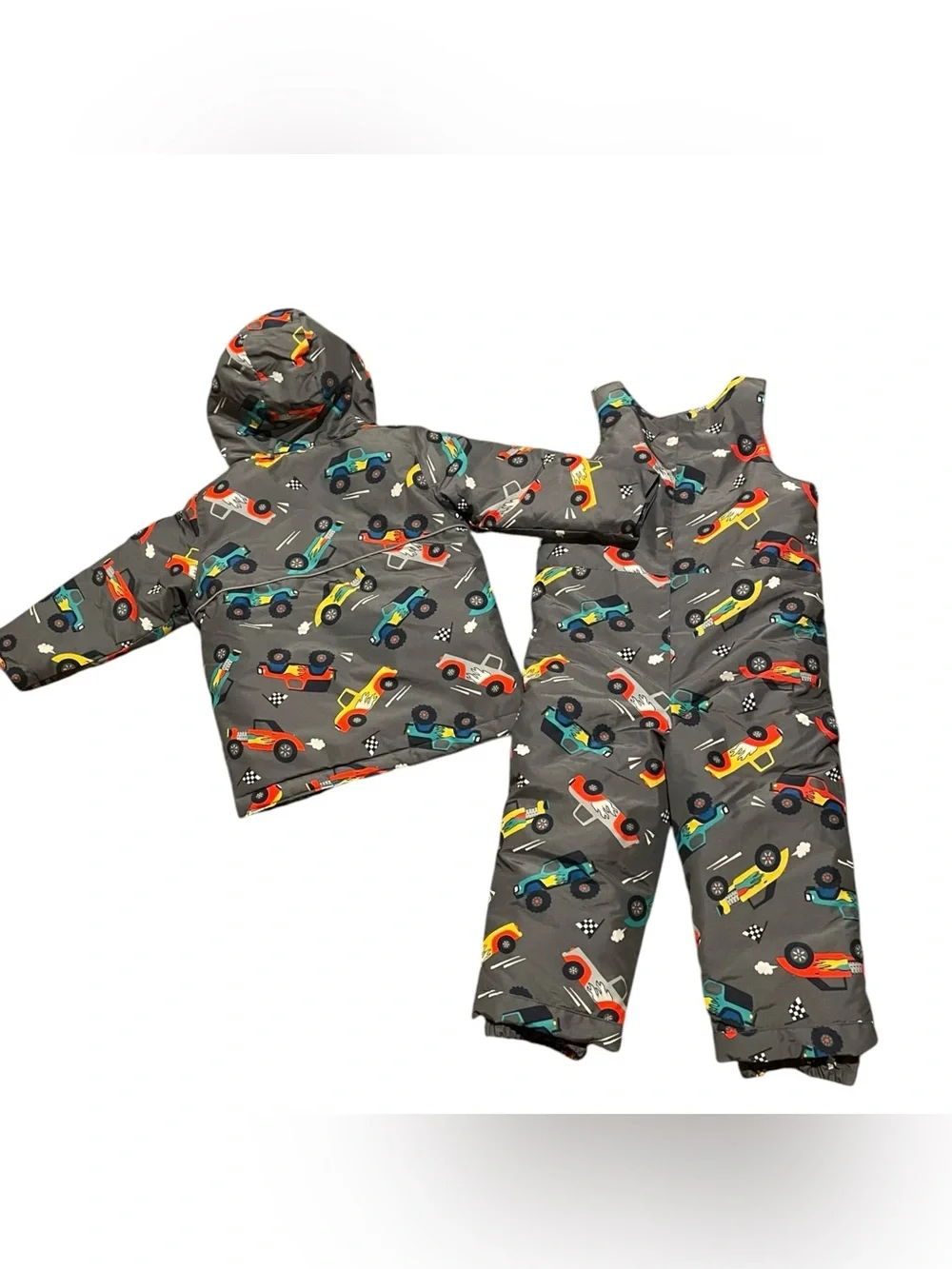 3T Childrens Place Puffer Coat Snowpants Bibs Boys Cars Trucks Jacket Overalls